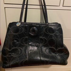 Coach Black Patten Leather Doctor/Tote Handbag